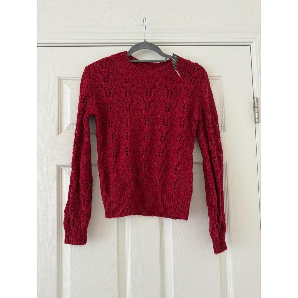 NWT Abercrombie Red Pointelle Knit Sweater XXS